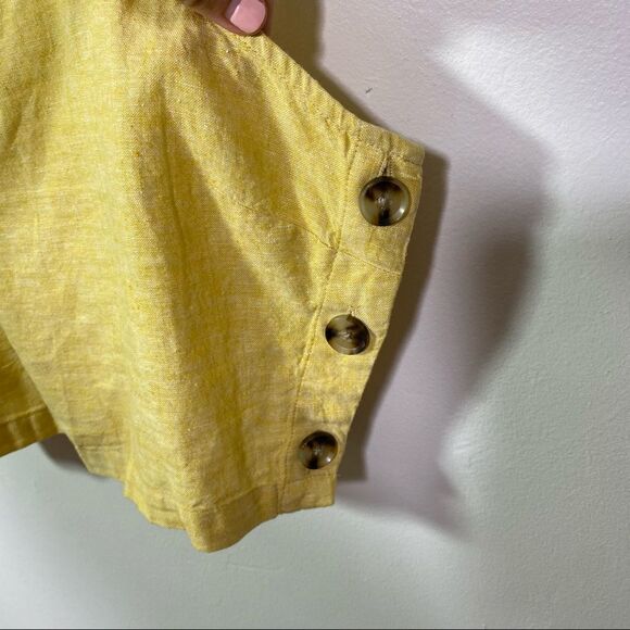 MARINE LAYER Yellow Sleeveless Linen Crop Top - Size Medium - Picture 2 of 9